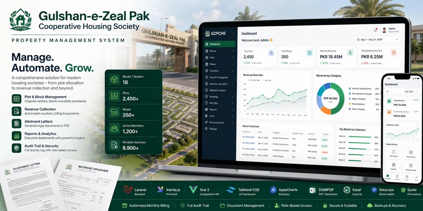 GZPCHS Housing Society Management System — Gulshan-e-Zeal Pak Cooperative Housing Society